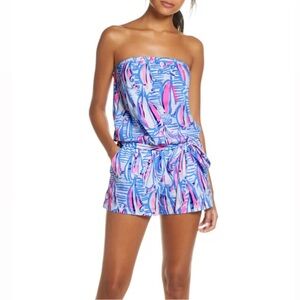 Lilly Pulitzer Rare HTF Red Right Return Romper size large LIKE NEW
